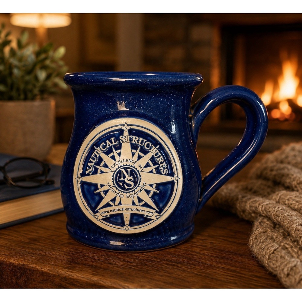 Deneen Pottery Nautical Structures Yachting Equipment Hand Thrown Mug Cobalt...